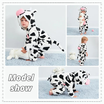 MICHLEY Winter Baby Strampler Mit Kapuze Flanell Cosplay Kleinkind Infant Kleidung Insgesamt Bodys Overall Kostüm Für Kinder Mädchen Junge