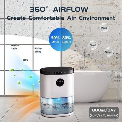 2300ML Dehumidifier Touching Control Home Appliances, Auto Defrost, Ultra Quiet Sleep Timing for Large Room Bathroom Garage RV.