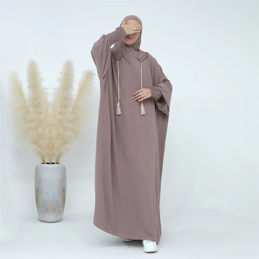 Ramadan Eid Dubai Linen Khimar Abaya Damen Muslim Modal Hijab Dress Kaftan Abayas For Women Kebaya Robe Femme Musulmane.