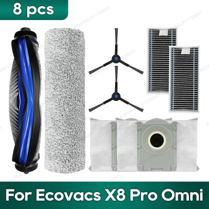 Compatible for Ecovacs X8 Pro Omni Accessories Main Side Brush Hepa Filter Rag Dust Bag Replacement Parts