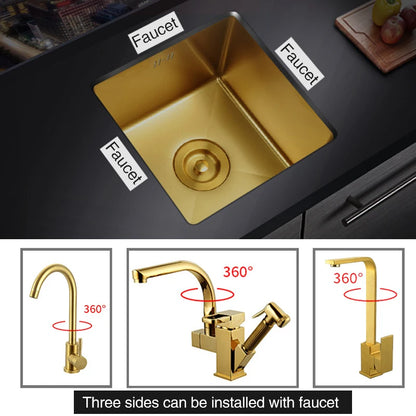 SUS 304 Stainless Steel Luxury Gold Nanometer Island Kitchen Sink Manual Single Bar Counter Mini Kitchen Sinks
