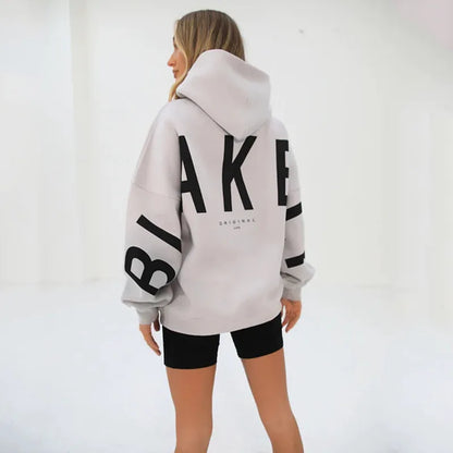 American Retro Letter Print Oversized Sweatshirt Women Harajuku Y2K Trendy Streetwear Top Chic Colorful Versatile Casual Hoodie.