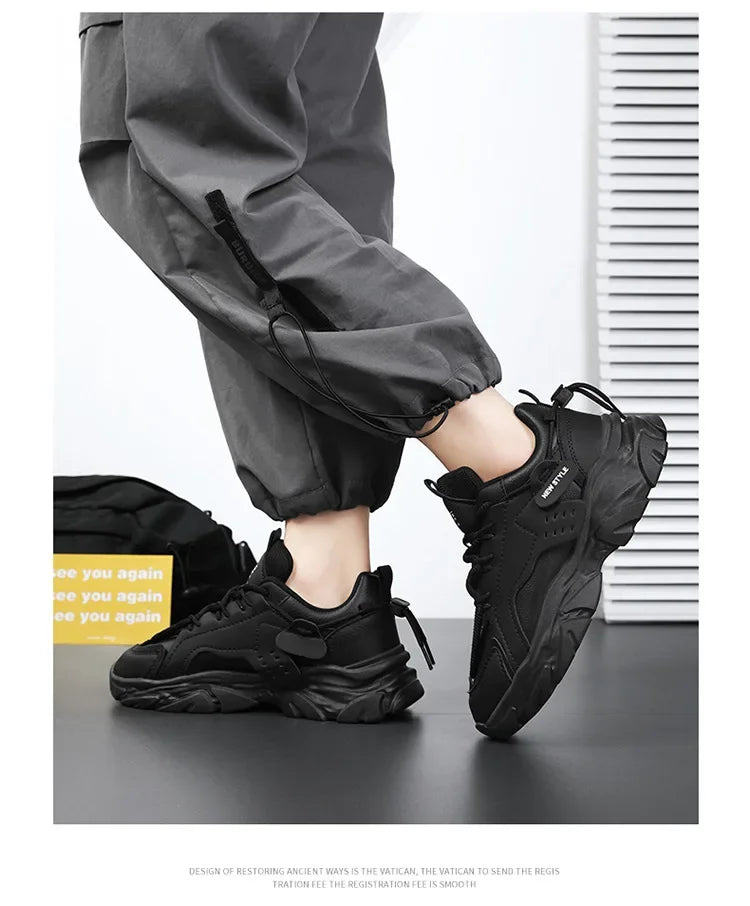 Men Sneakers Mesh Men Shoes PU Leather Platform Casual Sneakers Increased Vulcanized Shoes Light Running Shoes Tenis Masculino