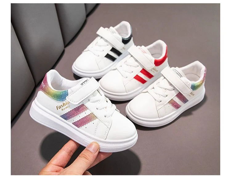 Children's Sports Shoes Non-slip New Tennis Shoes for Girls Fashion Boys Versatile Kids Causal School Running Sneakers Hook Loop.