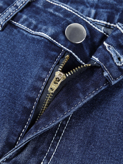 Neue Sommer Herren Stretch zerrissen kurze Jeans Blue Denim Shorts Hosen große lässige Mittel hose.