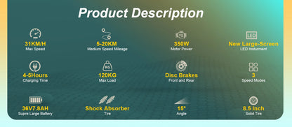 AOVOPRO TX01/365GO Electric Scooter 2025 New Design 350W Super Power Folding Dual Brake Electric Scooter 31KM/H 5-28KM Range.