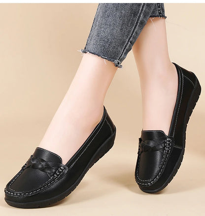 Women Shoes Soft Leather Women's Loafer 2025 New Flats Slip On Casual Shoes Flat Shoes Women White Footwear Zapatos De Mujer.