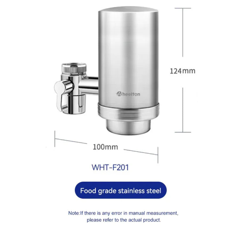 Wheelton Stainless Steel Kitchen Tap Filter Household Ceramic Water Purifier Faucet Water Filter  Activated Carbon Filtration.