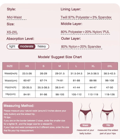 Seamless 4-Layer Menstrual Panties Mid-brief Breathable Reusable Leakproof Underwear for Women Fast Absorption.