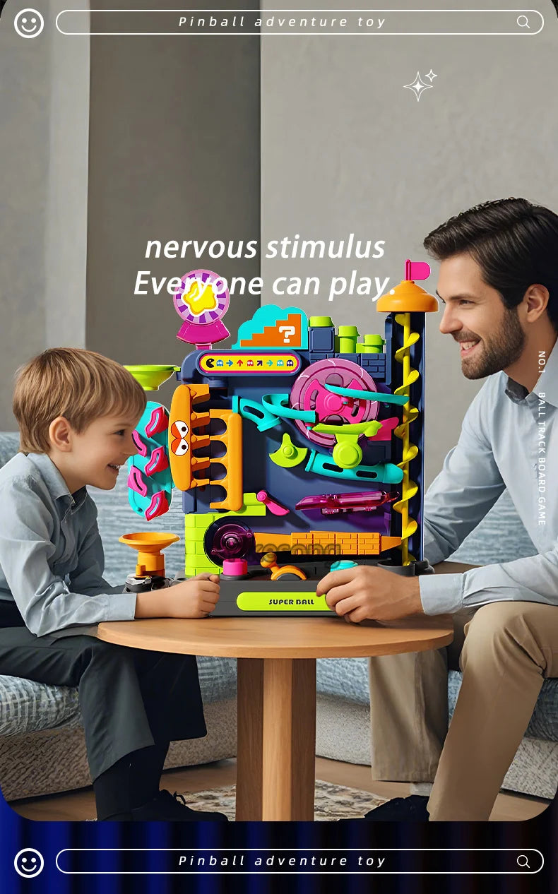 Educational Montessori Toy Multi-Layer Track Adventure Game Rail Rolling Ball Model Interactive Brain for Children Kids.