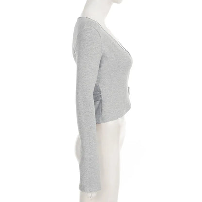 Apprabant Casual Fashion Drawstring High Waist Trousers Set Lace Up Flared Sleeve V Neck Twist Tops Plush Loose Pants Suit.