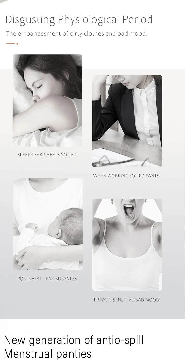 Women Menstrual Panties 5pcs High Waist Menstruation Underpants Leak Proof Period Briefs L-8XL Plus Size Physiological Briefs.