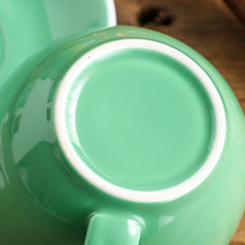 300ml Ceramic Coffee Cup and Saucer Set Pottery Latte Cups Breakfast Milk Mug Afternoon Teacup Porcelain Water Mugs Wholesale.