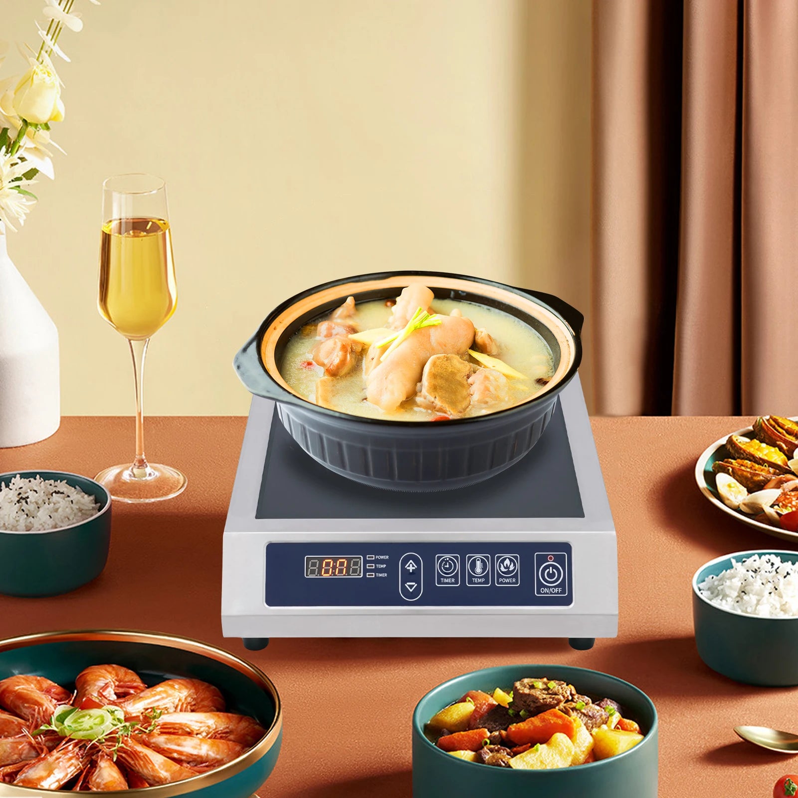 Sweetmile Induction cooking plate 3500 W with Touch Control and black crystal plate 220 V.