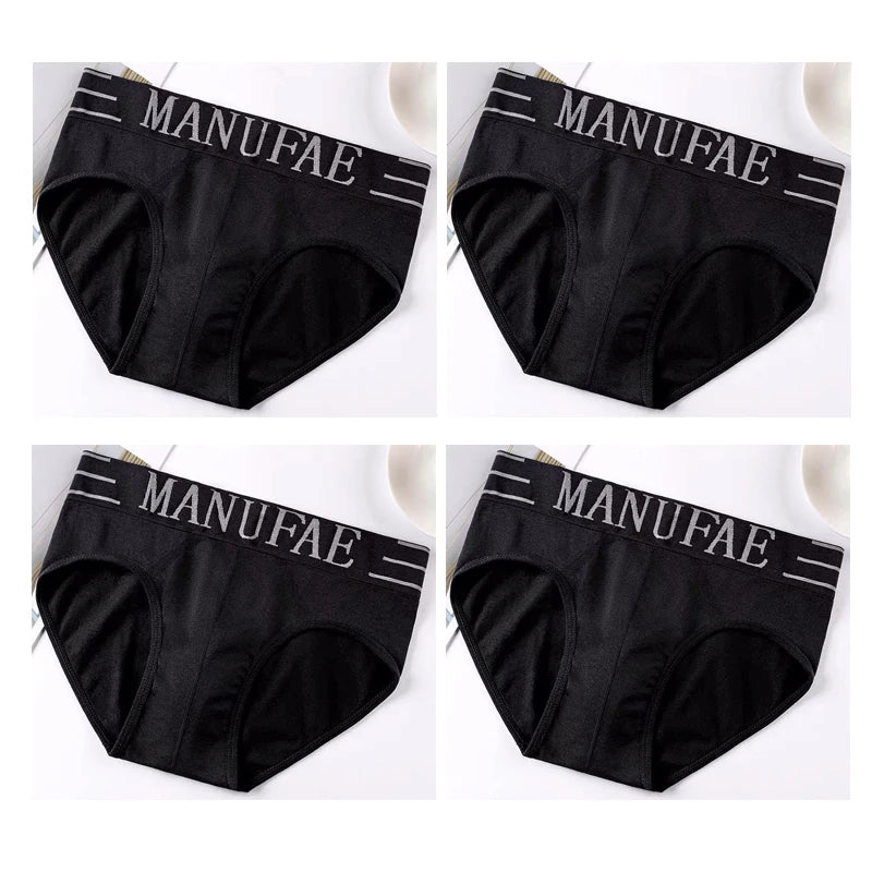 4pcs Mens Sexy Briefs Teenager Sport Underwears Plus Size Fat Men's Underpant Panties Students Breathable Fashion Casual Panties