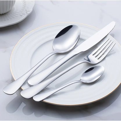24pcs Golden Tableware Set Light Luxury Stainless Steel Cutlery Fork Knife Spoon Dinnerware Set Minimalist Decor with Gift Box