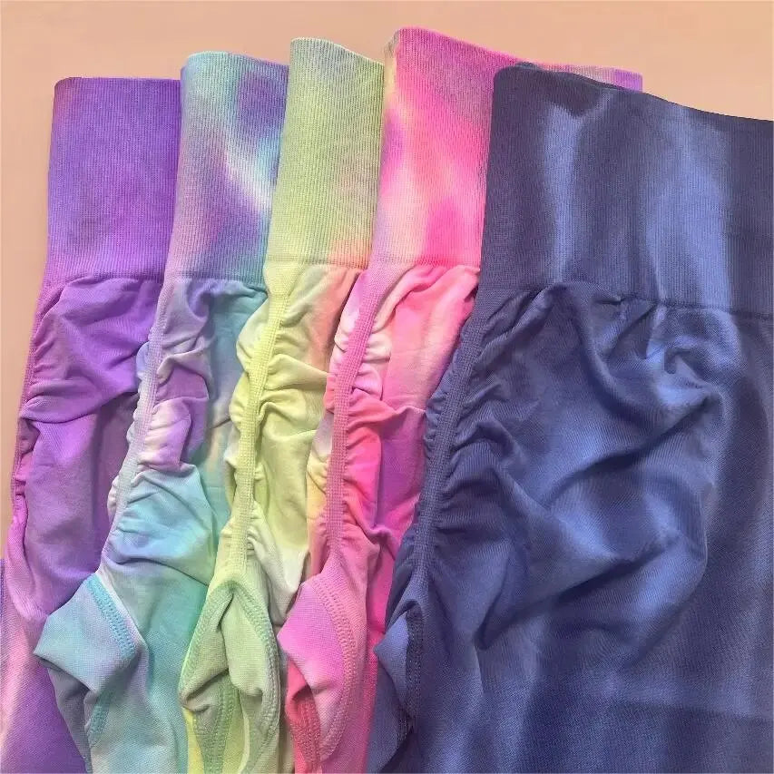 New Tie Dyed High Waist Gym Leggings Push Up Scrunch Seamless Thick Sports Pants Elastic Soft Yoga Workout Leggins Women.