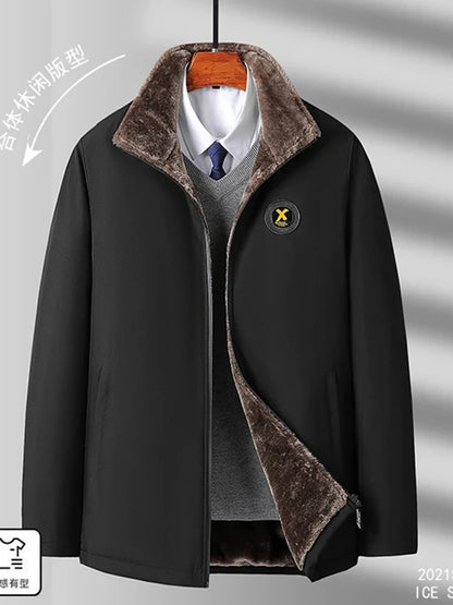 2024 New Men's Padded Cotton Clothing Fashion Casual Solid Color Windproof Lapel Long-Sleeved Jacket Street Beat Men's.