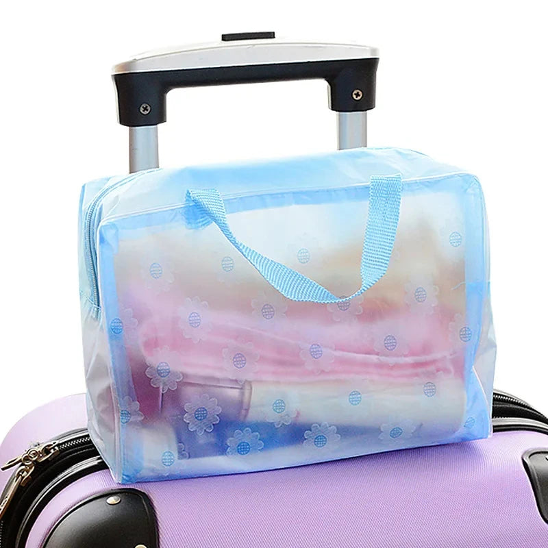 5 Color Waterproof PVC Cosmetic Storage Bag Women Transparent Organizer for Makeup Pouch Compression Travelling Bath Bags.