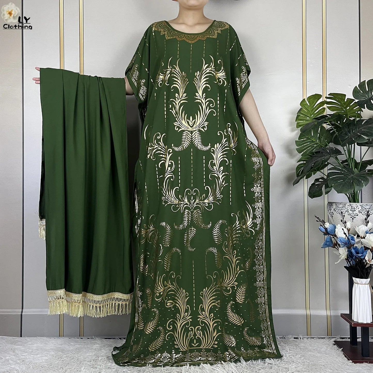 Neue Sommer Abaya für Frauen lässig Kurzarm weiches Baumwoll kleid Dubai Kaftan lose Dame Maxi Islam afrikanisches Kleid mit großem Schal