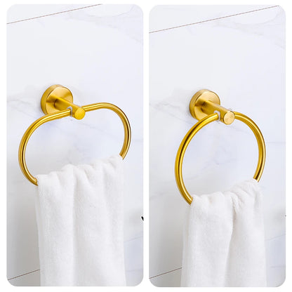 Badezimmer-Hardware-Set aus gebürstetem Gold, Handtuchhalter aus Edelstahl 304, Handtuchring, Toilettenpapierhalter, Kleiderhaken, Badezimmer-Zubehör