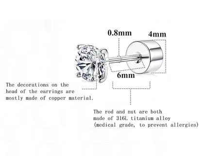 1pcs Quality Shiny Cross Zircon 316L Stainless Steel Ear Bone Nail Y2K Style Silver Color Earring for Women Cochlear Accessories.