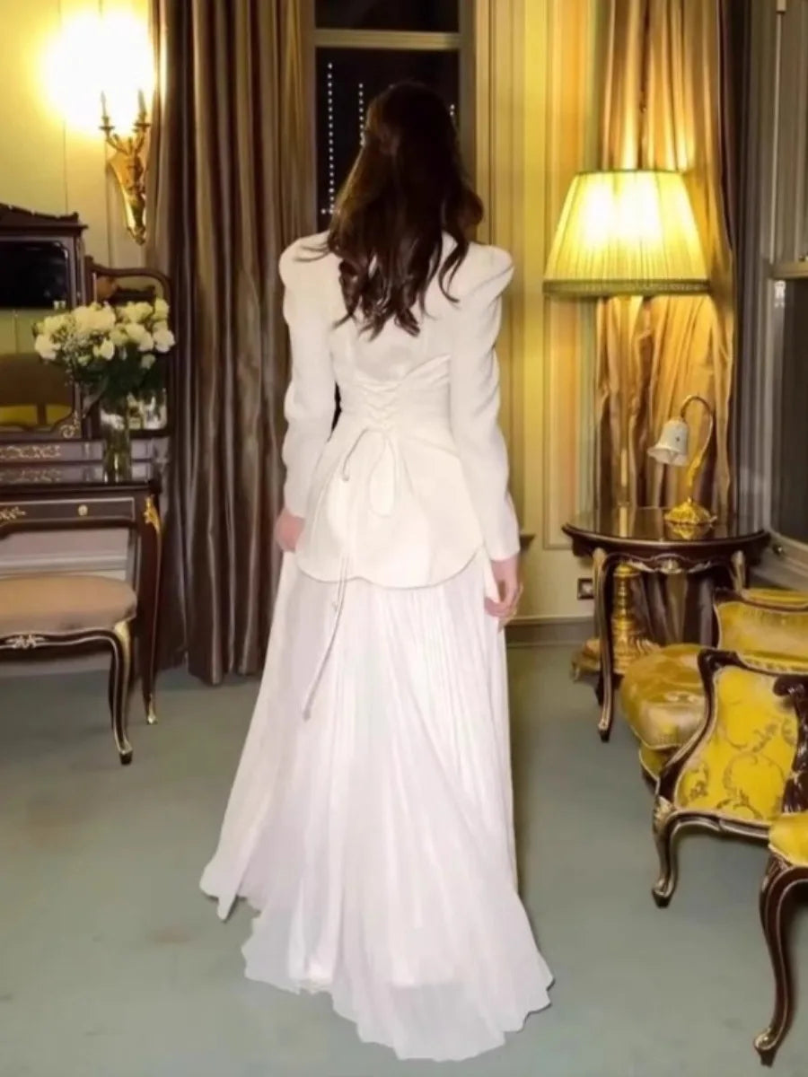 Eid Women Dress Muslim Abaya Pleated Shirt Skirt 2 Piece Set Diamond Party Ramadan Long Dresses Vestidos Largos Arab Long Robe.