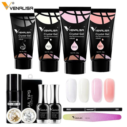 VENALISA Poly Nail Gel Nail Acrylic Gel Self Leveling Natural Pink Prolong Gel Clear Color Crystal Gel Nail Nail Art Jelly Gel.