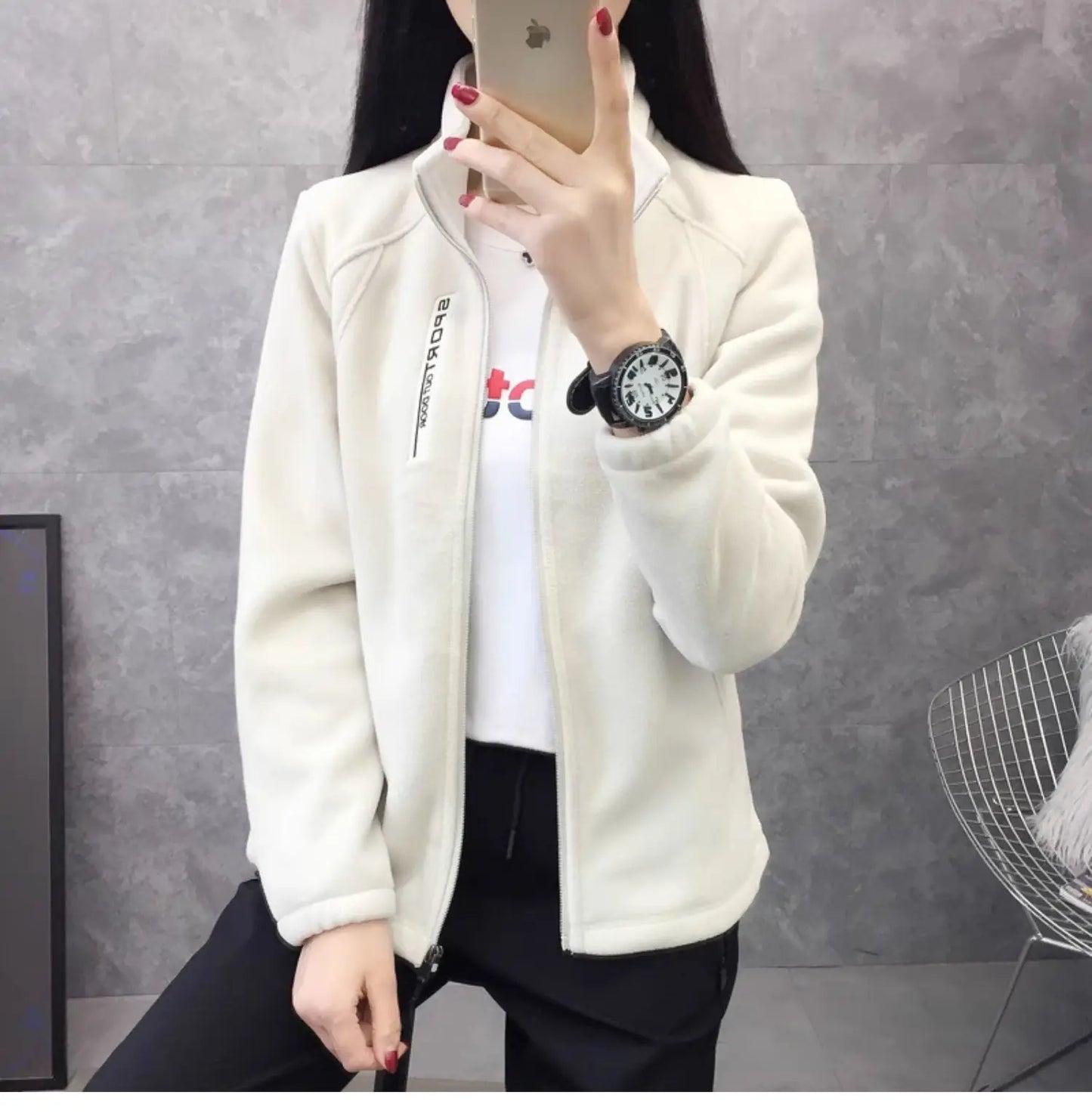 Plus Größe Herbst Winter Polar Fleece Warme Mantel Frauen Sweatshirt Outdoor Sport Casual Zipper Strickjacke Jacke Top Schlank Jugendliche