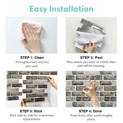 1/10pcs 3D Wall Sticker Self-adhesive Faux Brick Wall Panel Peel and Stick Kitchen Tile Backsplash Bathroom Wall Tile Sticker