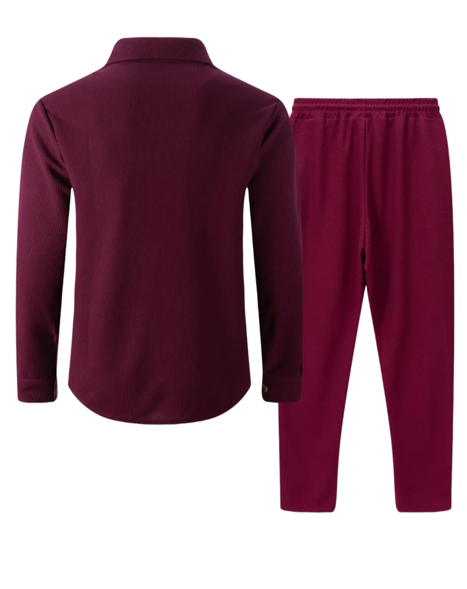 2025 Men's Autumn Casual Street Sport Two-Piece Fashion Solid Color Double-Pocket Collar Buttoned Long-Sleeved Shirt + Pants Set.