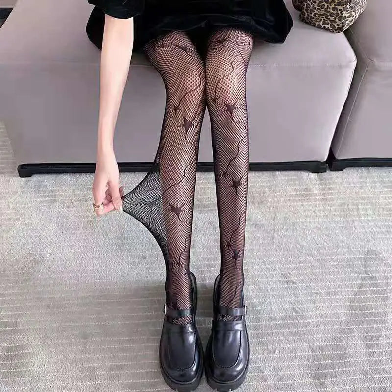 Women Sexy Patterned Fishnet Geometric patterns Pantyhose Slim Legs Long Mesh Tights Ladies Transparent Retro Fish Net Leggings.