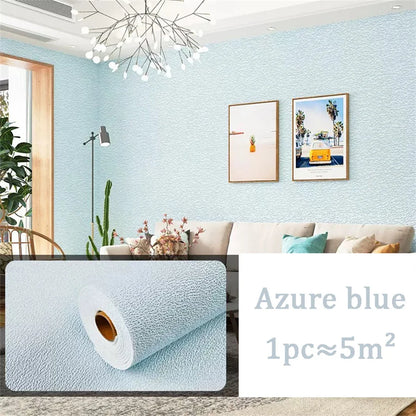 10 m 3D verdickte selbstklebende Tapete Leinen schlicht Kieselalgen Schlamm Wandaufkleber Farbe Dekor Renovierung Antikollision Home Decor