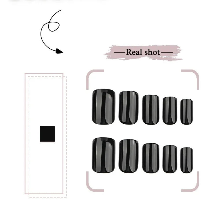 Classic Simple Glossy Solid Color Black Red Blue Green White Short Fake Nails Art False Nails Charm Press on Nails Manicure Tool.