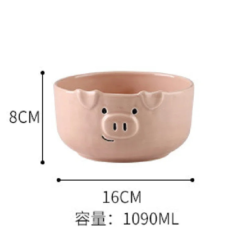 European Creative Cute Pink Pig Tableware Dishes Home Ceramic Plate Breakfast Nordic Wind Irregular Matte Plate Kitchen Utensils.