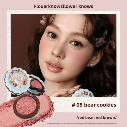 Flower Knows The Sweetie Bear Collection Satin embossed blush Lasting Matte Puffing Natural Brightening Facial Cosmetics 5g