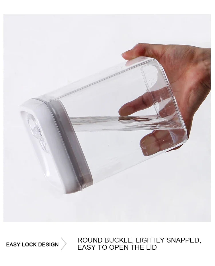 Air-Tight Food Storage Container for Cereals Easy Lock Sealed Jar Plastic Transparent Milk Powder Grains Candy Kitchen Organizer.