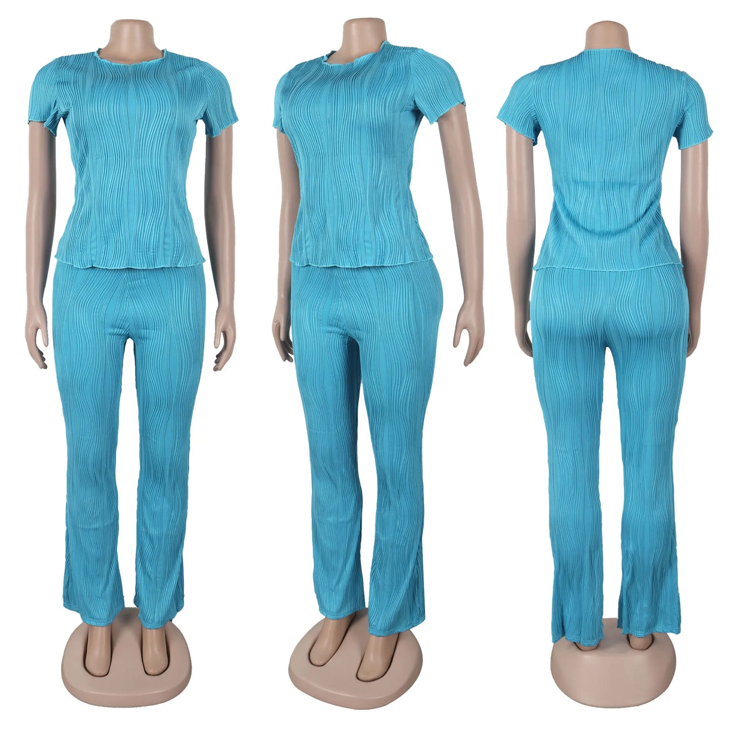 Two Piece Sets Women Pants Set Matching Sets Short Sleeve Solid Casual Tops Long Pants High Waist Bodycon Y2k Streetwear 2025