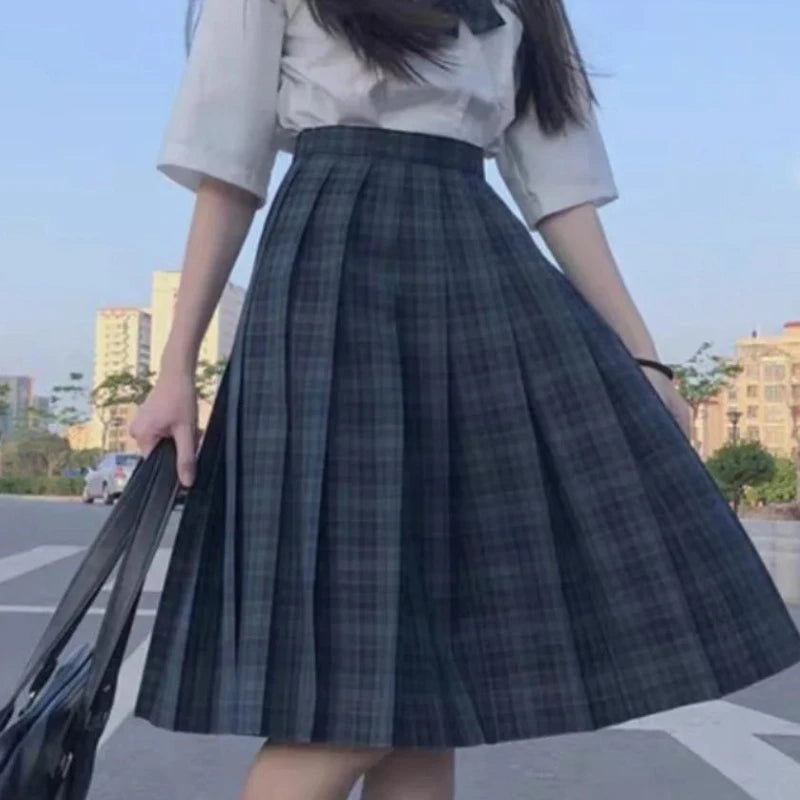 Pleated Skirts Women Japanese Preppy Style Plaid Faldas Kawaii Schoolgirls Chic Spring Autumn High Waist All-match Fashion Youth.