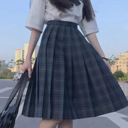 Pleated Skirts Women Japanese Preppy Style Plaid Faldas Kawaii Schoolgirls Chic Spring Autumn High Waist All-match Fashion Youth.