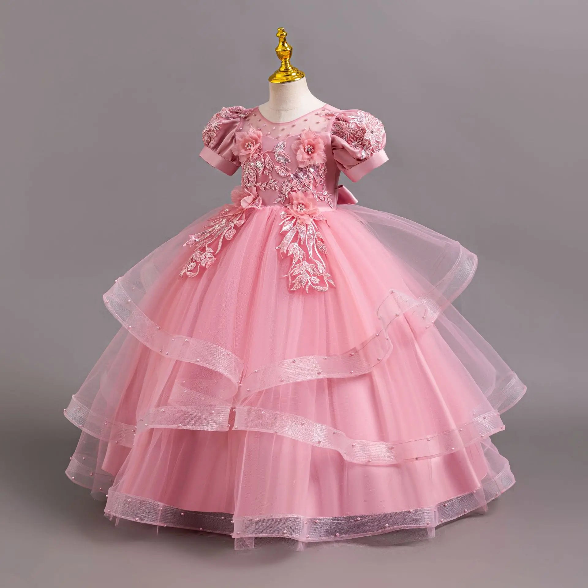 Neues Blumenmädchen-Hochzeitskleid Mädchen-Partykleider, elegantes Mädchen-Walking-Show-Abendkleid für 4–12 Jahre alte Kinderkleidung.
