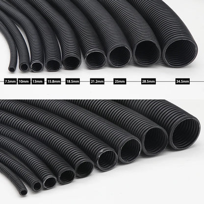1/5/10M Black Wire Conduit Convoluted Tubing Wire Threading Plastic Sleeve Flexible Split Loom Wire Cover Cable Wrap Protector.