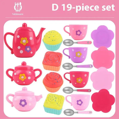 1 Set Plastic Teapot Teacup Food Pretend Play Toy Kids Simulation Tea Kit Kitchen Afternoon Tea Toys For Boy Girl Birthday Gift.