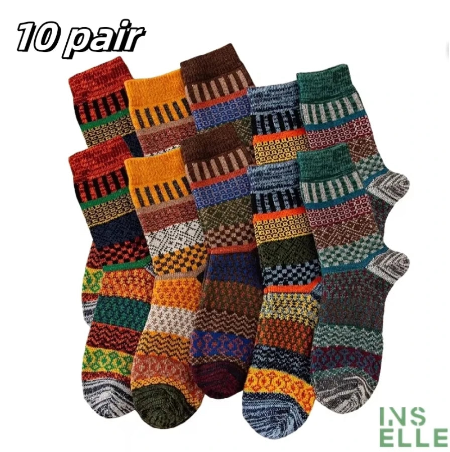 Men's thick warm towel socks 3 pairs of casual solid color mid-calf socks winter men's socks.