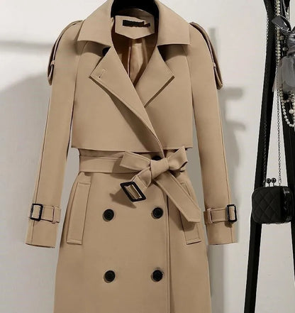 Lässige Langarm-Oberbekleidung, Trenchcoat für Damen, 2024, Herbst-Winter-Mode, Schnürung, lang, neu in Mänteln und Jacken, elegant.