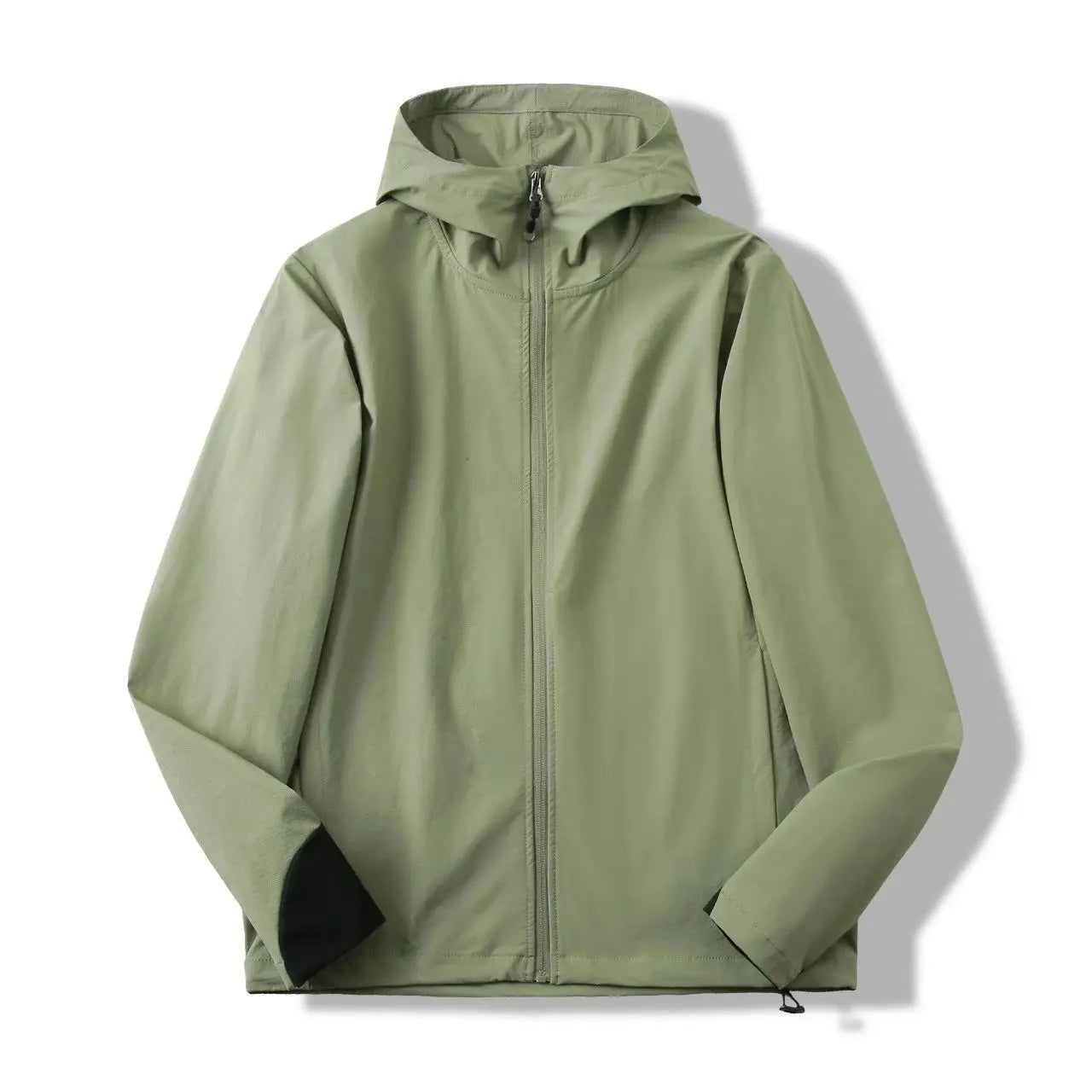 Compass Button Patch Italian Luxury Style Men's Lightweight Windbreaker Jacket Zippered Suitable For Outdoor Sports And Hiking.