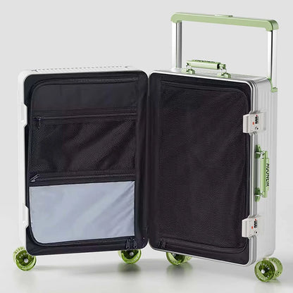 20"24 Zoll Reisekoffer mit breitem Griff, Aluminiumrahmen, Handgepäck, Trolley mit Rollen, Boardingbox, rollende Gepäcktasche.