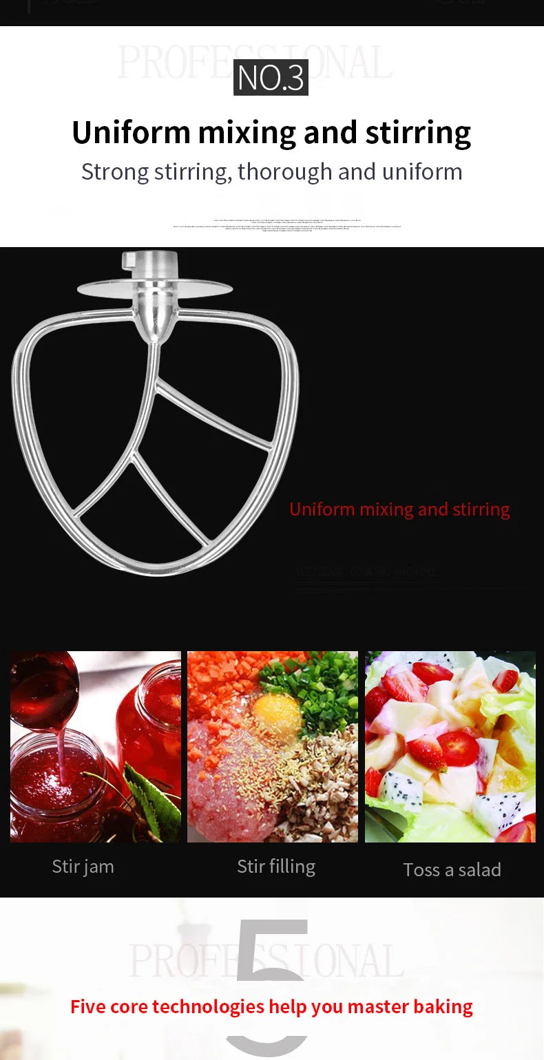 DIVEDEER 5L Multifunctional Chef Machine  Automatic Dough Kneader, Flour Mixer, Blender & Egg Whisker for Household Use.