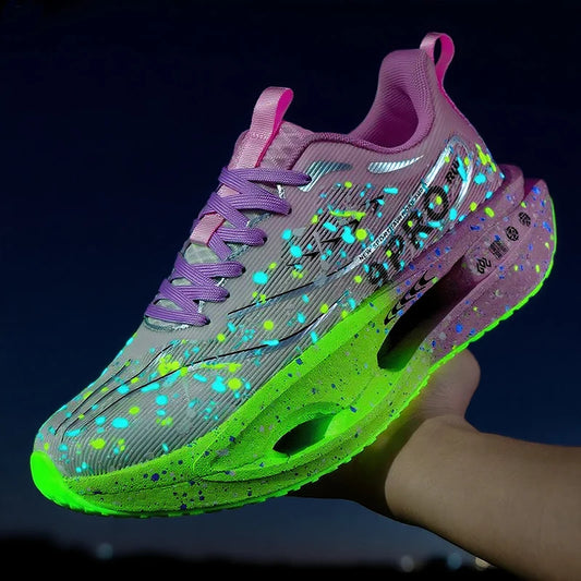 New Soft Sole Cushioning Men's Running Shoes for Women High-quality Road Jogging Shoes Light Comfy Sneakers Reflective Night Run.