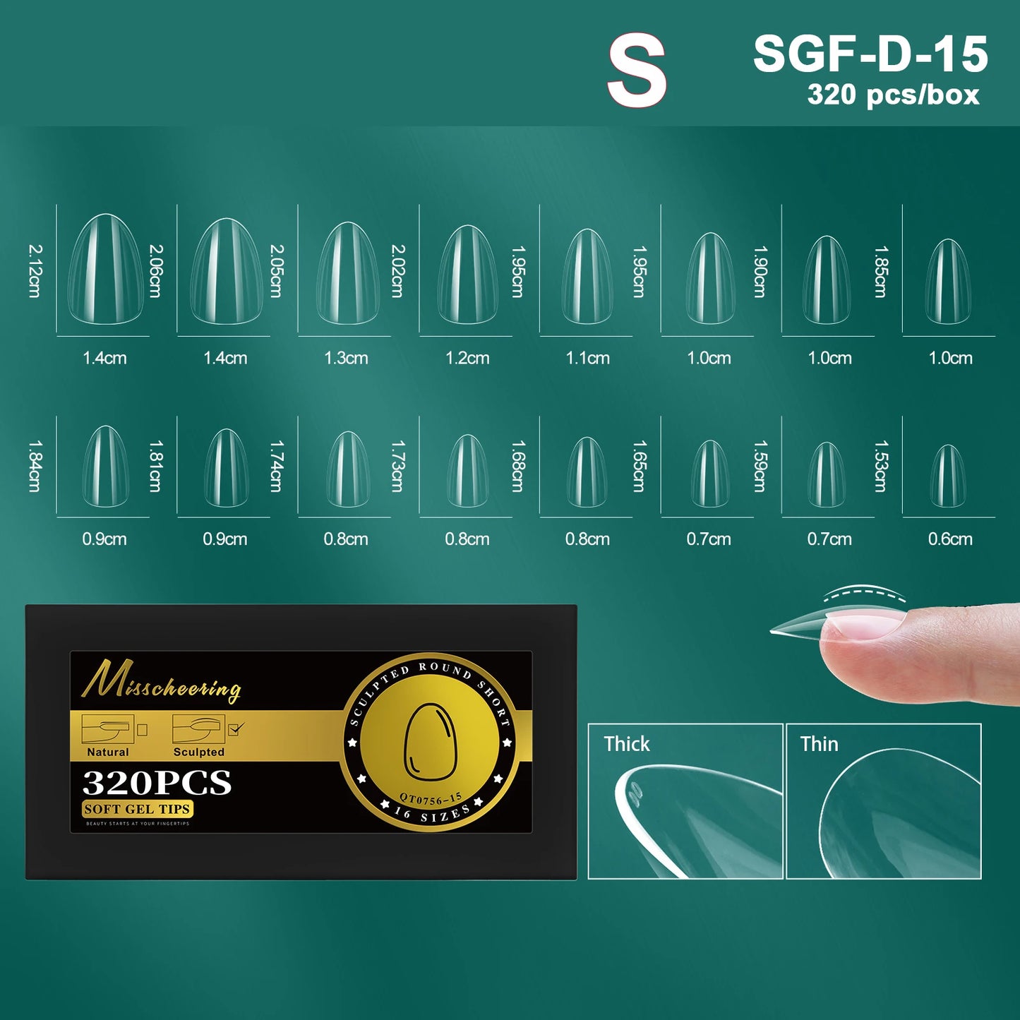 16 Sizes Curved Arch Soft Gel False Nail Tips Full Cover Press on Almond Capsules French Coffin Artificial Fake Nails Extension